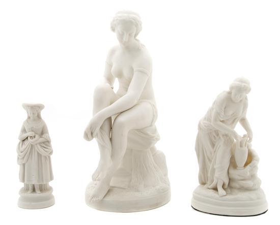 Appraisal: Collection of Three Continental Bisque Porcelain Figures the tallest depicting