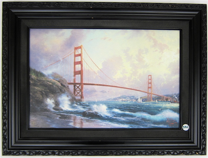 Appraisal: THOMAS KINKADE PRINT ON BOARD American - Titled Golden Gate