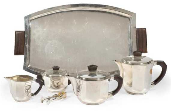 Appraisal: GERMAN TEA AND COFFEE SERVICE Circa Silver Includes a coffeepot