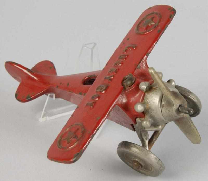 Appraisal: Cast Iron Hubley Lucky Boy Airplane Toy Description American Embossed