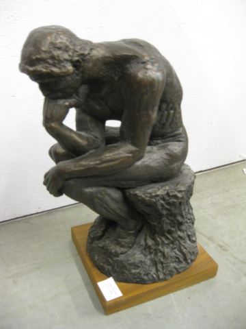 Appraisal: Ceramic Figurine Thinker bronzed style finish excellent