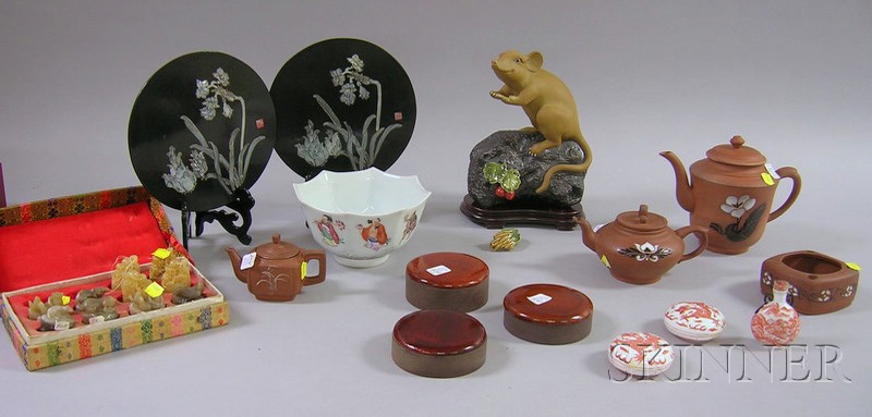 Appraisal: Group of Assorted Inkstones and Ceramics including ceramic and painted