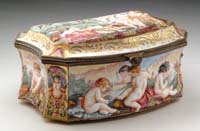 Appraisal: CAPO DI MONTE COVERED BOX Blown-out mold box with figurals