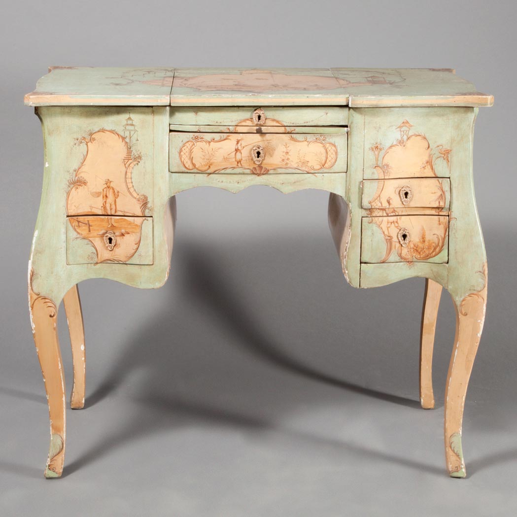 Appraisal: Rococo Style Painted Lady's Dressing Table In the chinoiserie style