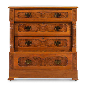 Appraisal: An American Eastlake Walnut and Maple Chest of Drawers Mid-