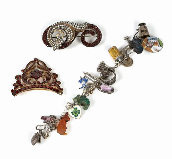 Appraisal: A group of jewelry including an silver charm bracelet a