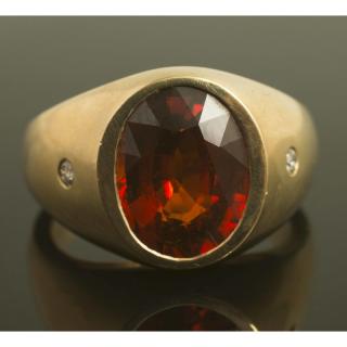 Appraisal: Spessartite Garnet Diamond k Gold Ring k yellow gold ring