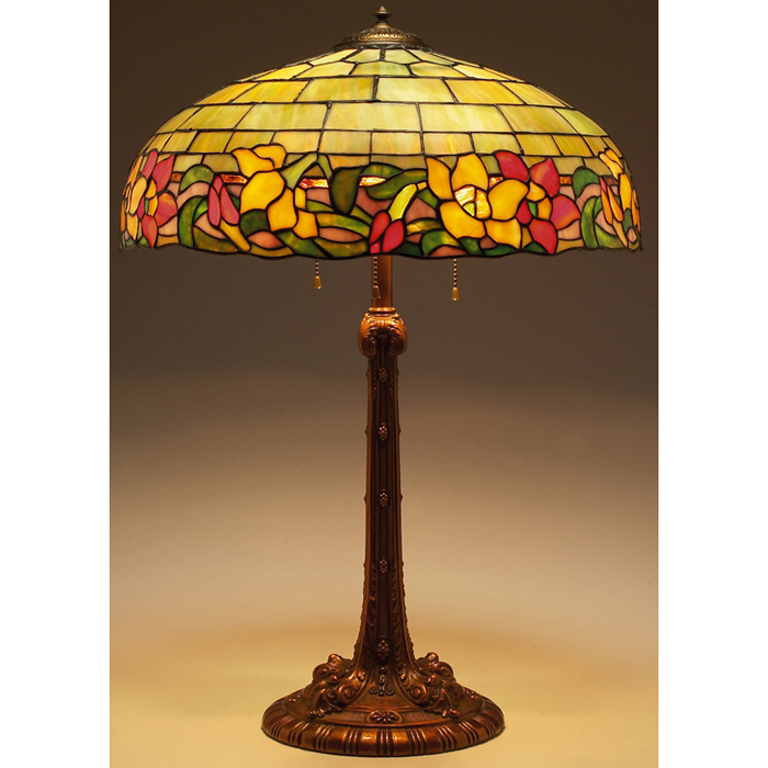 Appraisal: Wilkinson lamp large colorful mosaic shade with a floral design