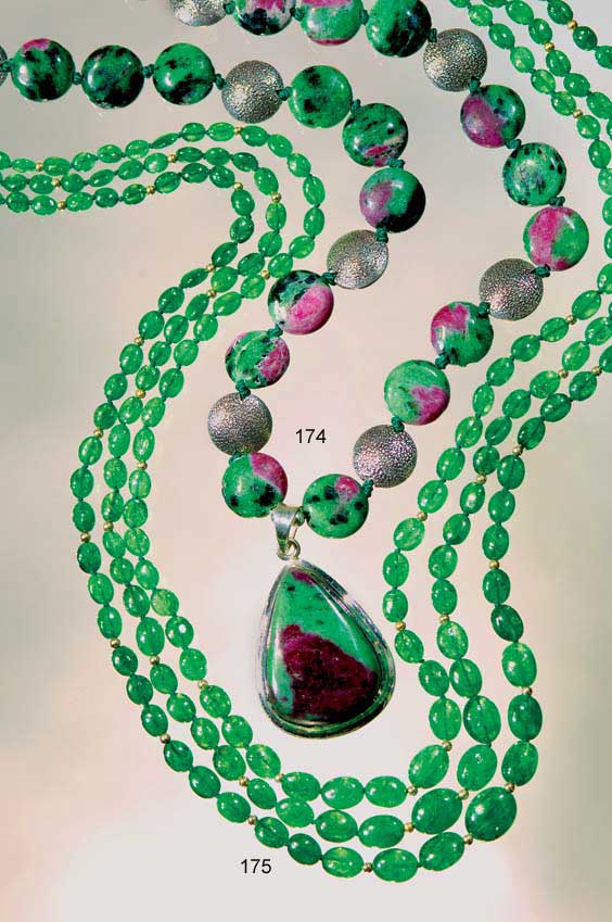 Appraisal: RUBY IN ZOISITE PENDANT NECKLACE Tanzania The red-purple Ruby contrasts