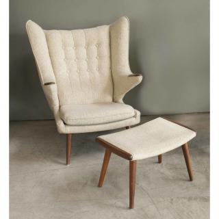 Appraisal: Papa Bear Chair and Ottoman Attributed to Hans Wegner Off