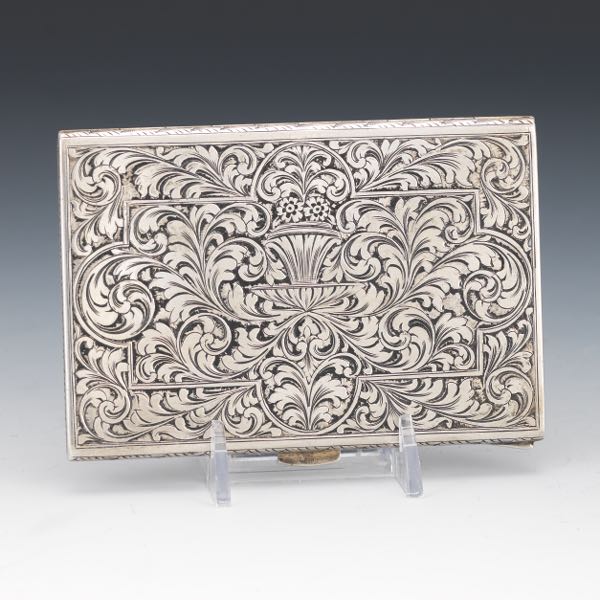 Appraisal: ITALIAN SILVER CIGARETTE CASE x x Rectangular hinged silver cigarette