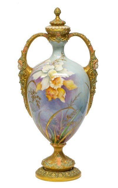 Appraisal: A tall Royal Worcester two-handled vase and cover circa the