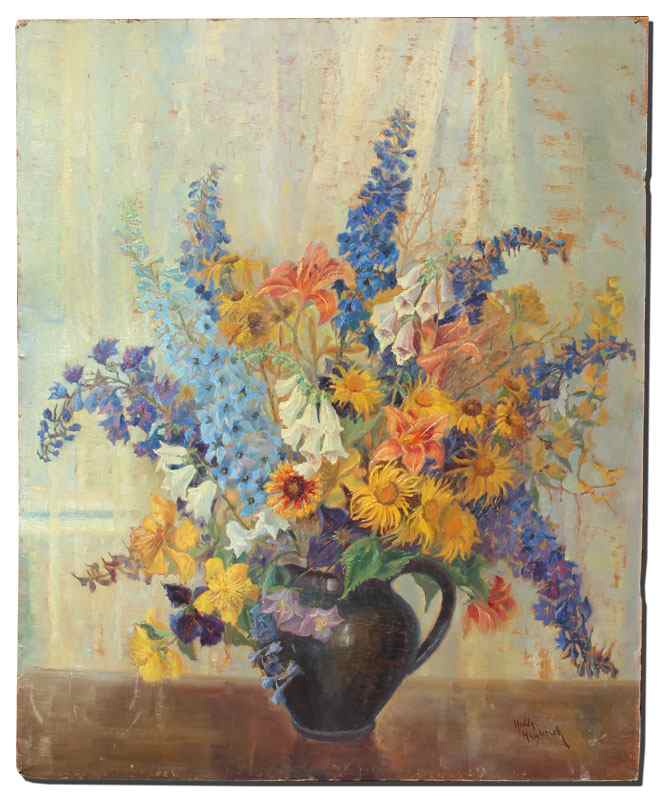 Appraisal: HAWLITZEK Hedda Ukrainian - Floral Still Life ''Sommerstrauss'' Oil Board