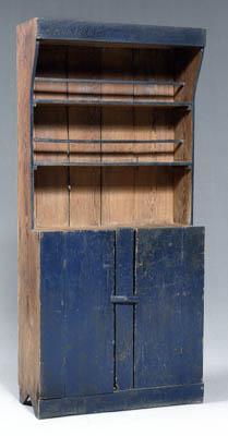 Appraisal: Southern step back cupboard one case construction with yellow pine