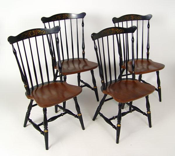 Appraisal: SET OF SIGNED HITCHCOCK CHAIRS Spindle back with top rail