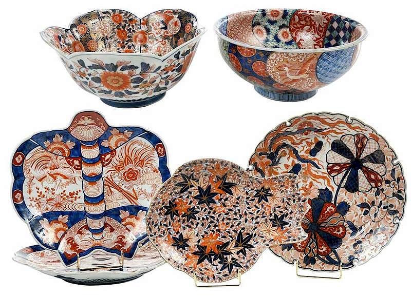 Appraisal: Six Finely Decorated Imari Bowls and Platters Asian probably th