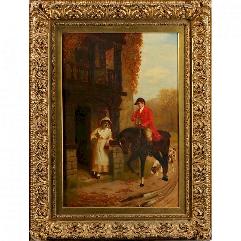 Appraisal: William Lavender Br th th century The Stirrup Cup oil