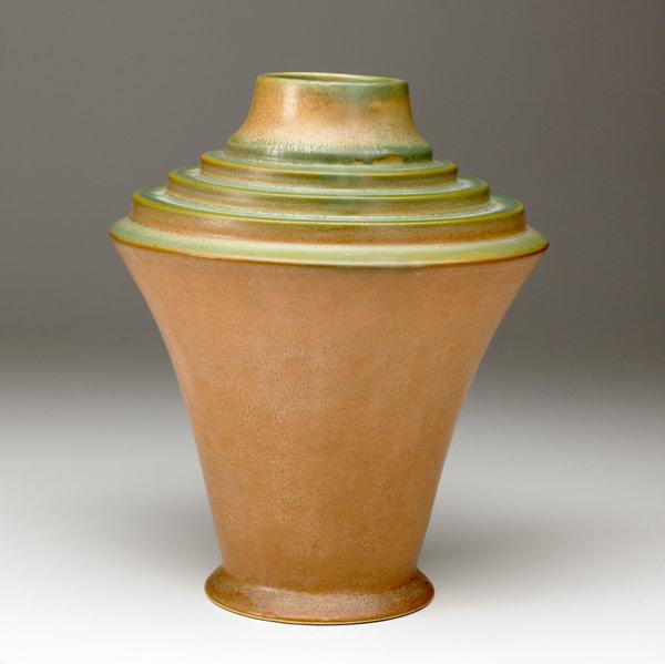 Appraisal: ROSEVILLE Futura vase with stepped shoulder Restoration to hairline from