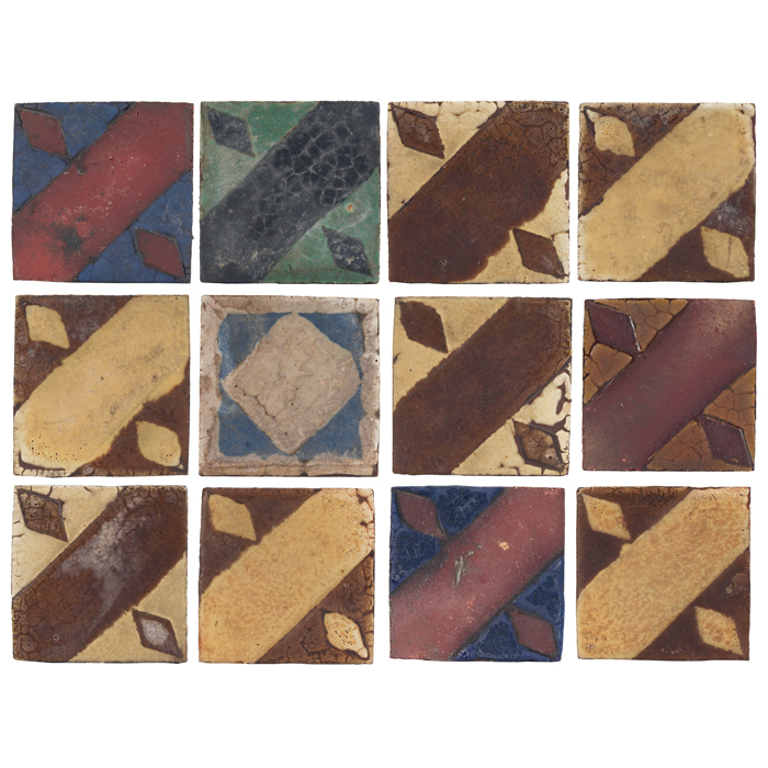 Appraisal: Grueby tiles twenty-four twelve shown assorted designs and colors one