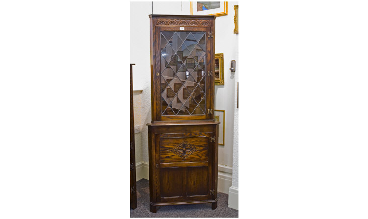 Appraisal: Solid Oak Corner Unit The Front With Carved Decoration Single