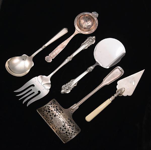 Appraisal: A group of silver items and flatware Comprising continental egg