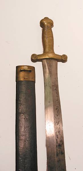 Appraisal: A French foot artillery short sword Broad inch blade marked