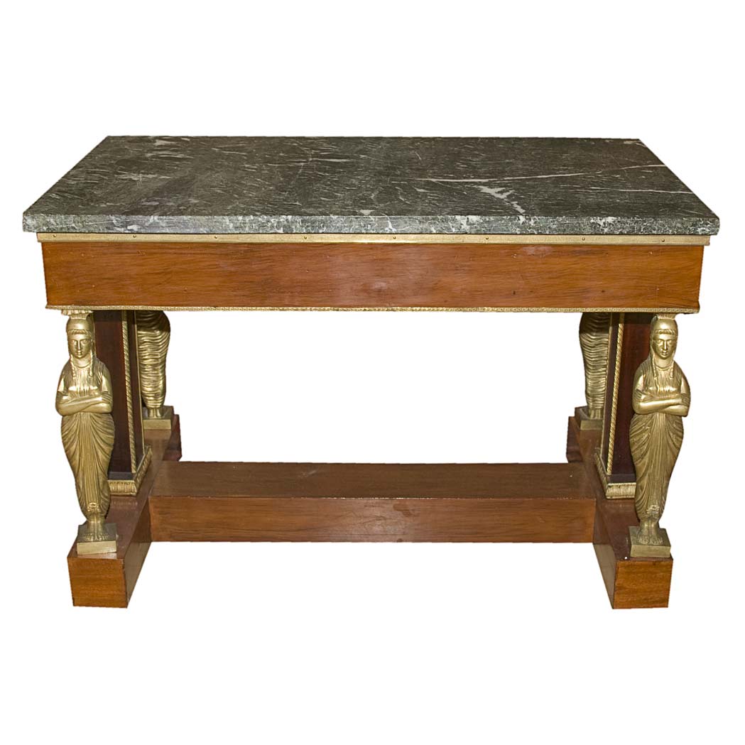 Appraisal: Empire Style Gilt-Metal Mounted Mahogany and Mahogany Stained Console The