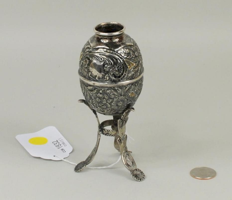 Appraisal: Spanish Colonial Silver Parcel Gilt Metate Spanish Colonial silver and