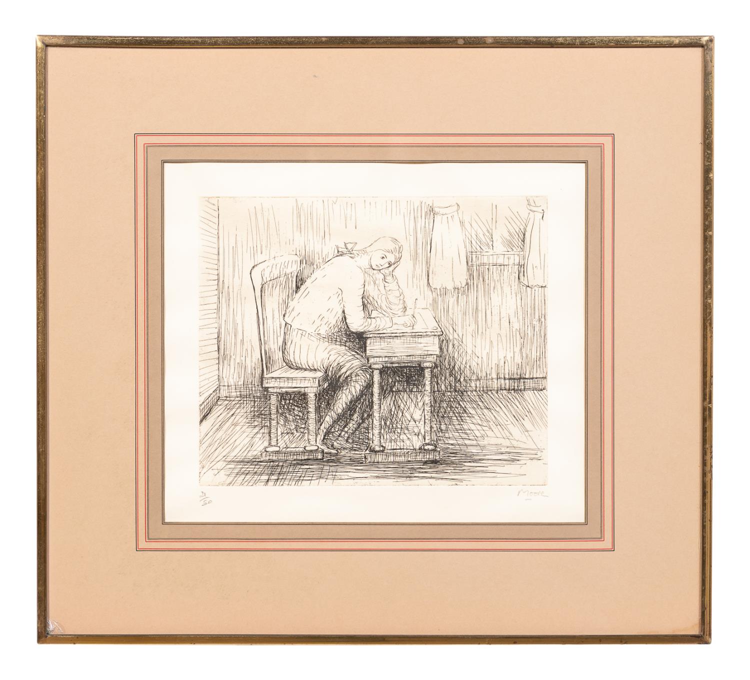 Appraisal: HENRY MOORE GIRL DOING HOMEWORK Henry Moore English - Girl