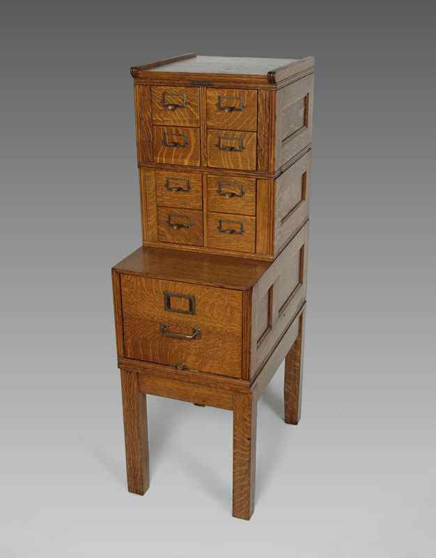 Appraisal: YAWMAN ERBE TIGER OAK FILE CABINET Stackable file cabinet of