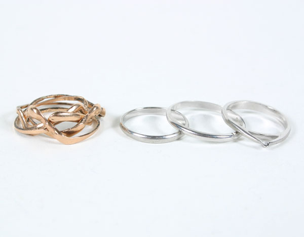 Appraisal: White rose gold K assortment of rings and bands pc