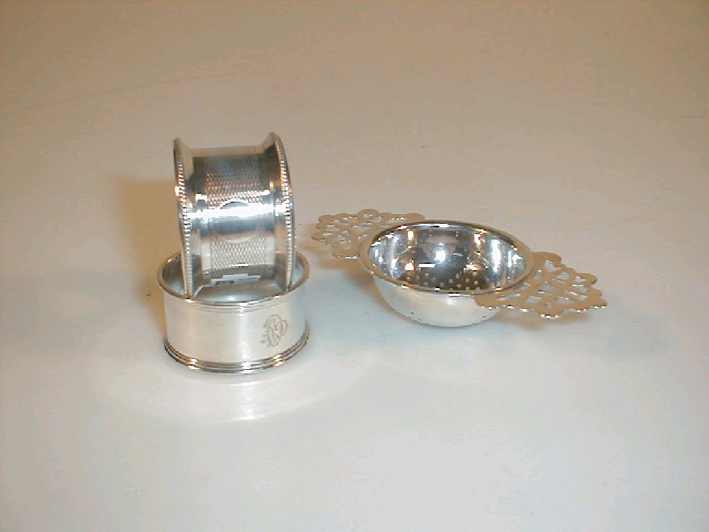 Appraisal: A silver napkin ring Chester boxed a silver napkin ring