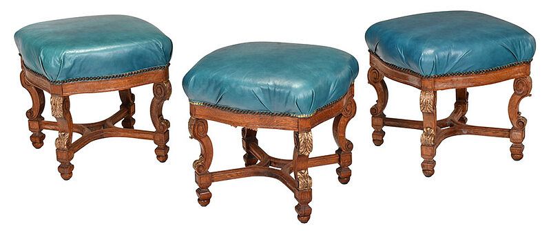 Appraisal: Suite of Three Louis XIV Style Footstools th century each