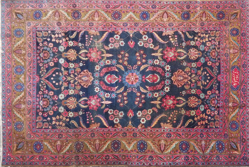 Appraisal: Persian Hand Knotted Meshad Carpet with Signature Eastern Iran circa