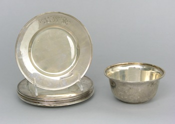 Appraisal: A Set of Eight Sterling Silver Plates and a Sterling