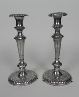 Appraisal: A Pair of Pewter Candlesticks A Pair of Pewter Candlesticks