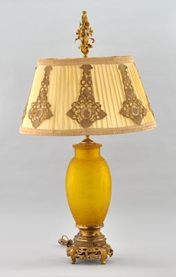 Appraisal: A Steuben Glass Lamp and Shade The yellow acid cut