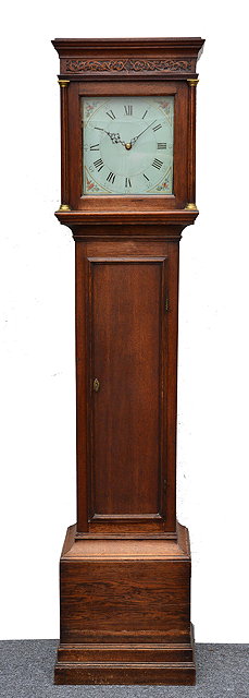 Appraisal: An early th century oak hour longcase clockwith square painted