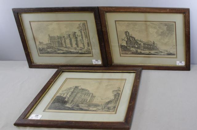 Appraisal: Lot of Three Framed Piranesi Style Prints From a Mt