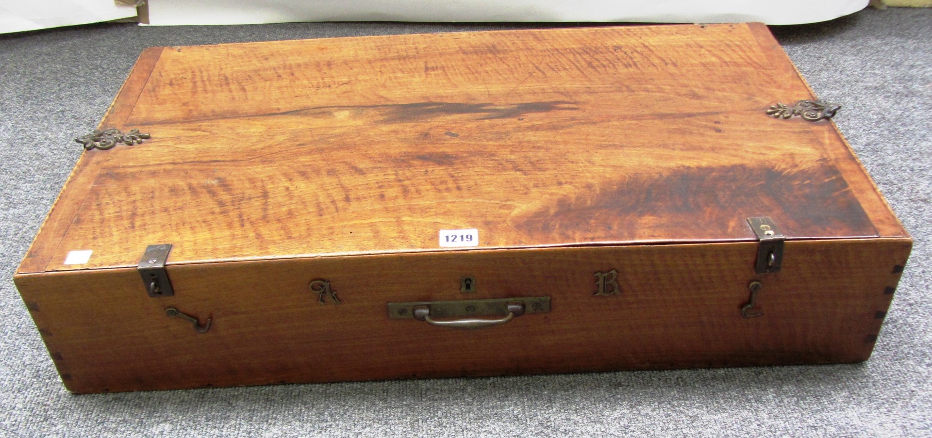 Appraisal: An early th century brass mounted hardwood rectangular travelling box