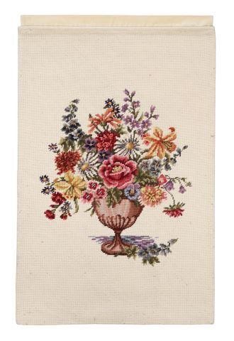 Appraisal: Needlepoint wall hanging classical style urn filled with flowers against