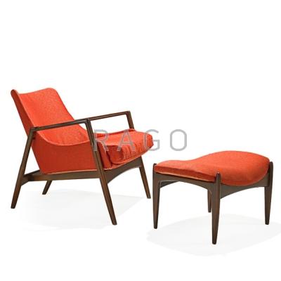 Appraisal: IB KOFOD-LARSEN - SELIG Lounge chair and ottoman Denmark s