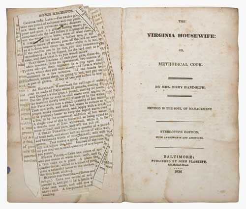 Appraisal: RANDOLPH MARY The Virginia Housewife or Methodical Cook Stereotype Edition