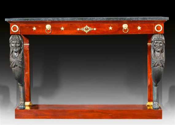 Appraisal: CONSOLE AUX BUSTES D'HERCULE Empire in the style of F