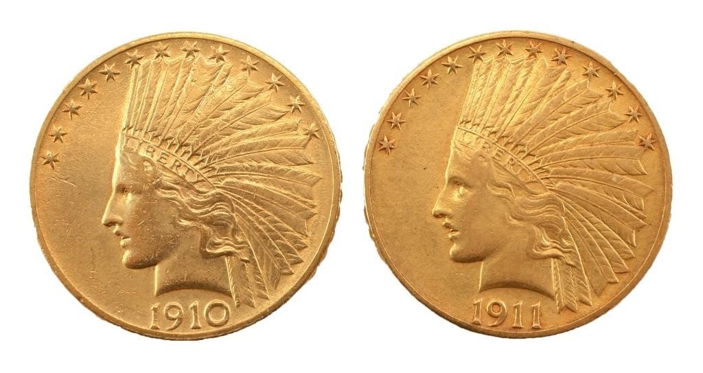 Appraisal: US INDIAN HEAD GOLD COIN and US gold ten dollar