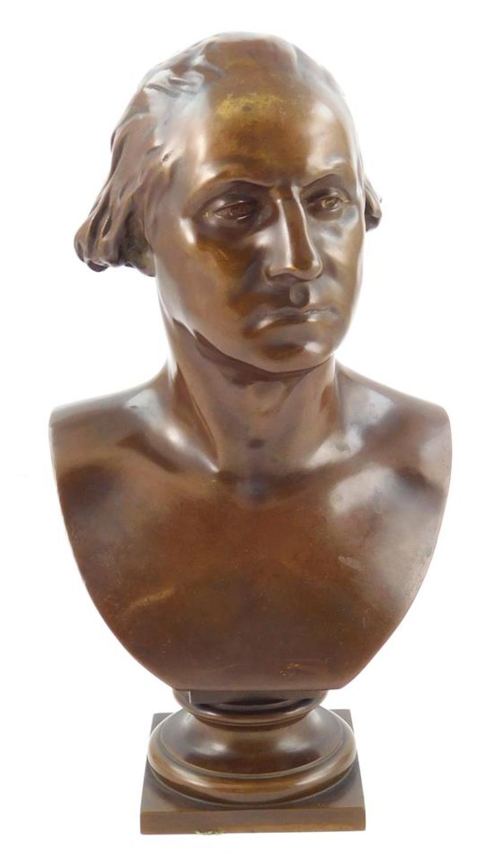 Appraisal: Barbedienne foundry bronze bust of George Washington depicts younger Washington