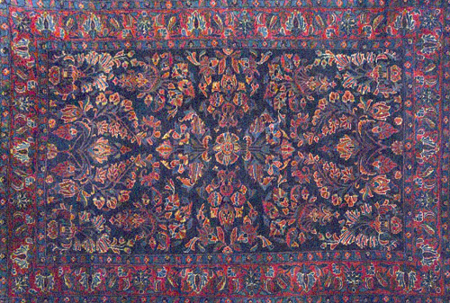 Appraisal: Lillihan rug in midnight blue with overall floral design and