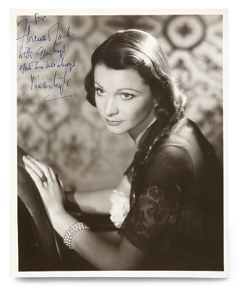 Appraisal: A Vivien Leigh signed black and white photograph s A