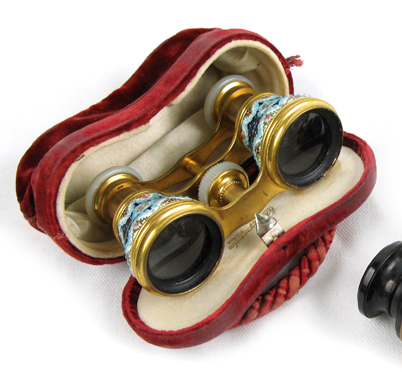 Appraisal: A FRENCH LE ROI PARIS ENAMELED OPERA GLASSES AND CASE