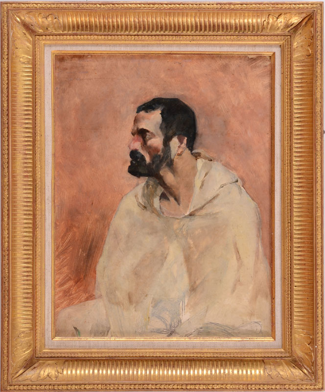 Appraisal: FRENCH SCHOOL SEATED MAN IN A WHITE ROBE Oil on